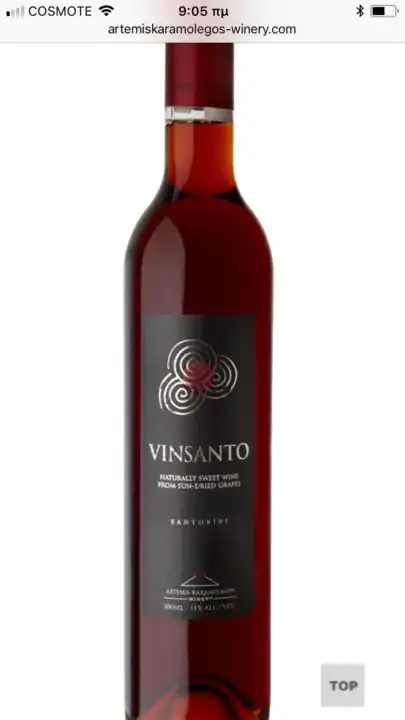 Vinsanto – Ετικέτα κρασιού